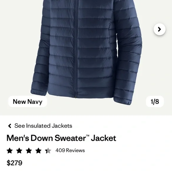 Patagonia Down Sweater Full Zip Jacket